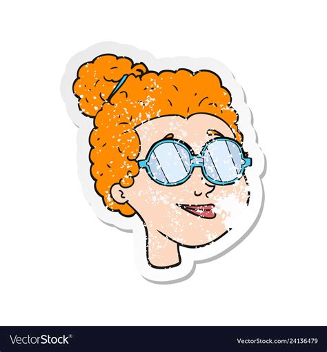 Retro Distressed Sticker Of A Cartoon Woman Vector Image