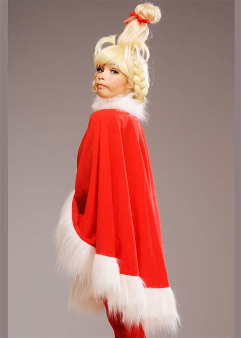 Womens The Grinch Style Cindy Lou Who Costume With Wig