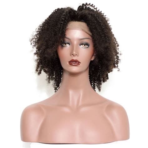 Real Lace Front Wig Afro Kinky Curly Human Hair Natural Black Wigs