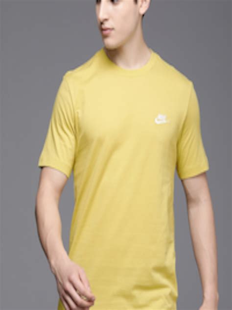 Buy Nike Men Yellow Brand Logo Printed Pure Cotton T Shirt Tshirts