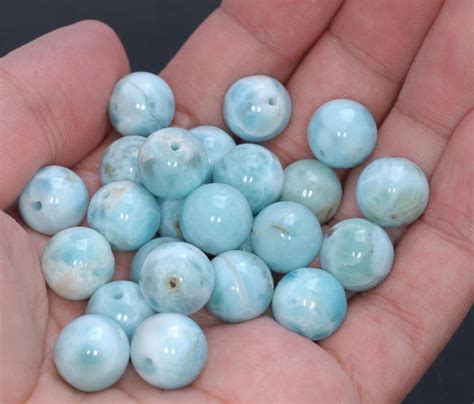 12mm Dominican Larimar Gemstone Grade A Sky Blue Round Select Etsy