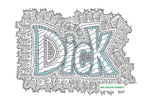 Dick Adult Coloring Page By The Artful Maker Etsy