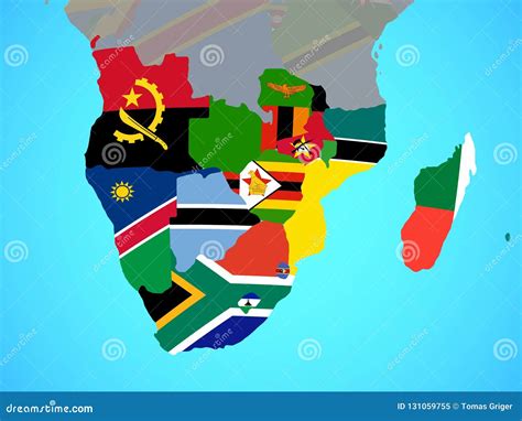 Southern Africa With Flags On Map Stock Illustration Illustration Of