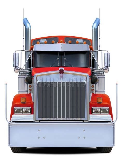 Red Truck Kenworth W900 Front View Stock Image Image Of Industrial