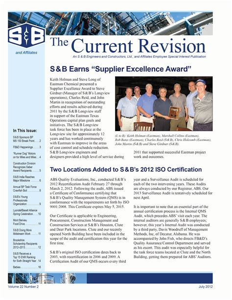 S & B Engineers and Constructors Employee Newsletter | Anne Swanson Graphic Design | Print and ...