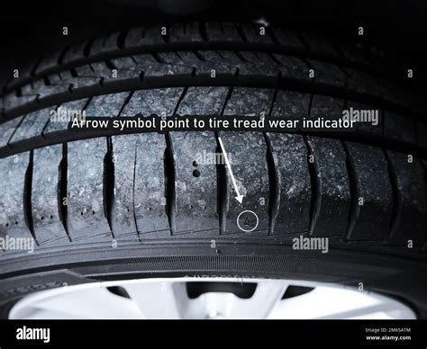 The Arrow Symbol Point To Tire Tread Wear Indicator Of Car Tire Stock