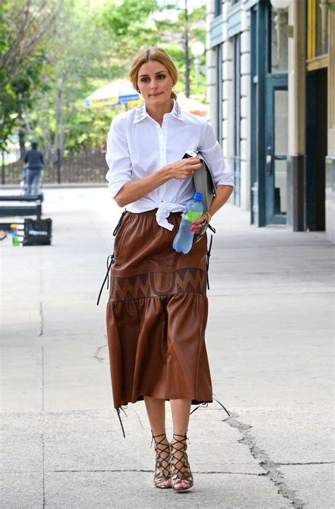 fashion olivia palermo fashion long leather skirt