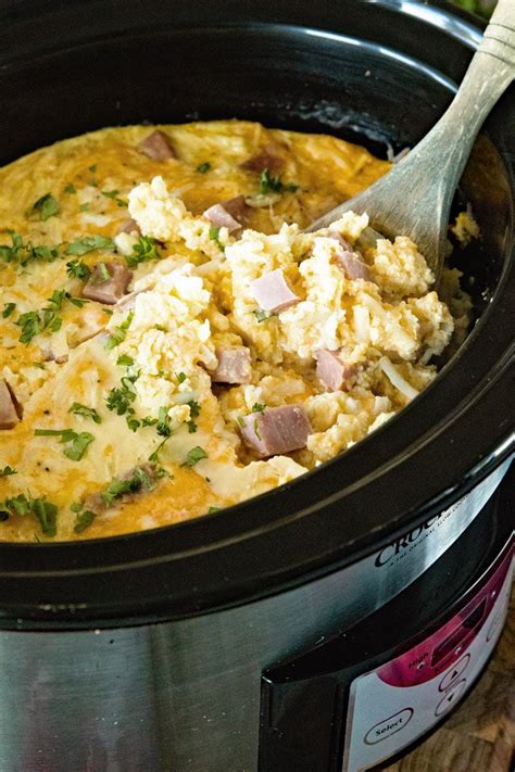 Sep 16, 2020 · modified: Cheesy Ham Crock Pot Breakfast Casserole - Julie's Eats & Treats