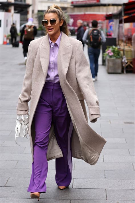 Ashley Roberts In A Lilac Shirt And Purple Flared Trousers London 12