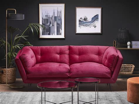 Somos profissionais dos sofás, 19 anos a sentar pessoas todos os dias. 3-Sitzer Sofa Samtstoff burgunderrot LENVIK | Möbel ...