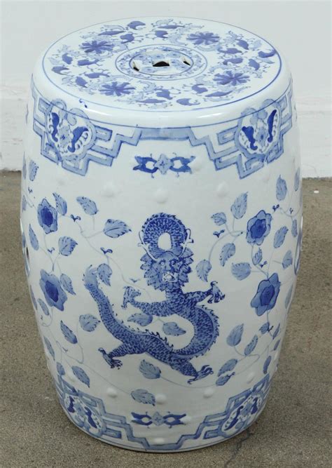 Better homes and gardens 17 marina blue textured ceramic garden stool side table 3.6 out of 5 stars 3 jonathan y tbl1000a lotus flower 17.8 chinoiserie ceramic drum garden stool, blue/white White and Blue Chinese Ceramic Garden Stool For Sale at ...