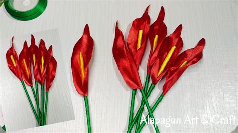 How Make Calla Lily Satin Ribbon Flower Easy Diy Ribbon Craft Youtube