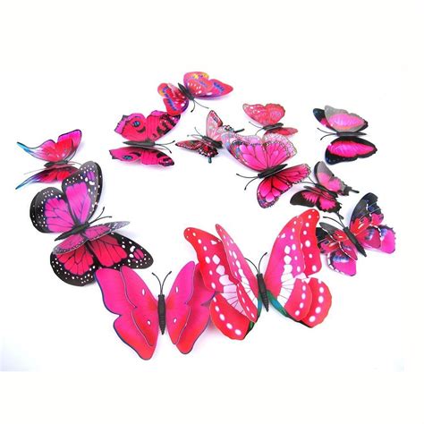 Buy 12pcs Double Layer Butterfly Wall Stickers 3d Butterflies Colorful