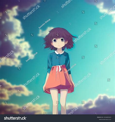 Beautiful Anime Girl Short Hair Hd Stock Illustration 2216095503