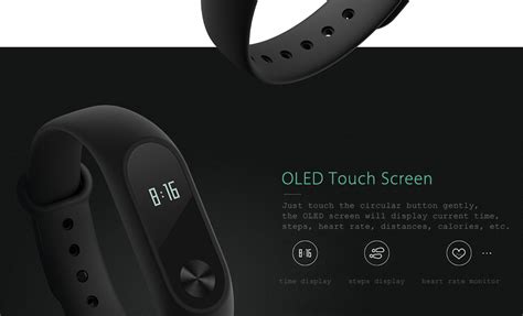 Simply lift your wrist* to view time and tap the button for steps and heart rate. Xiaomi Mi Band 2 Smart Wristband - Black