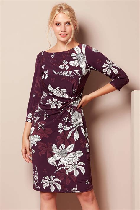 Floral Twist Waist Dress In Purple Roman Originals Uk