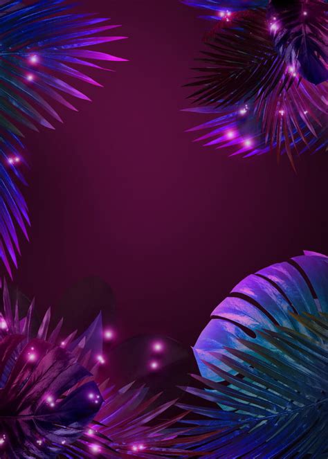 Neon Tropical Plant Background The Neon Lights Tropic Leaf