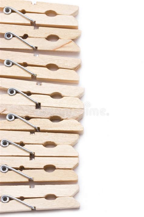 Set Of Wooden Clothes Pins Stock Photo Image Of Clamp Isolated