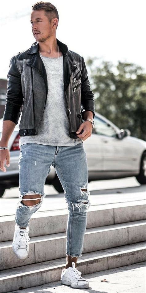 Ripped Jeans Outfit Ideas For Men Rippedjeans Mensfashion Streetstyle Ripped Jeans Mens