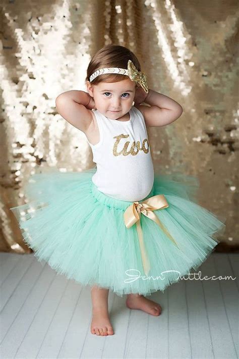 Mint And Gold Birthday Dress Tutu Outfit For Baby Girls Toddler Girls