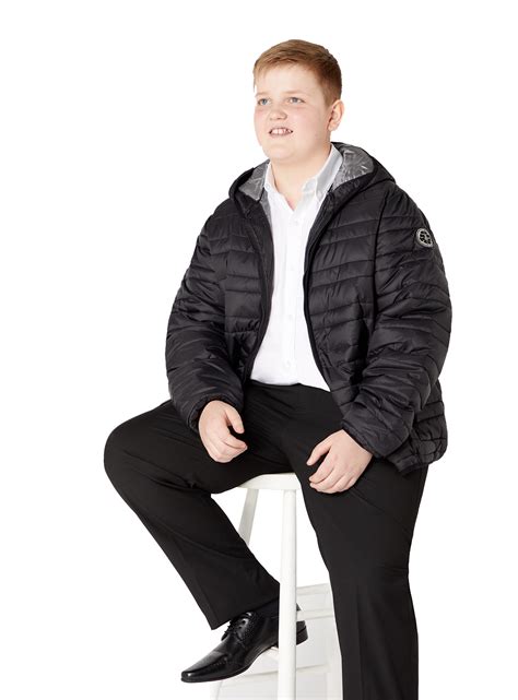 Black Boys Plus Size Sturdy Fit Luxury Hooded Puffer Jacket 36 44