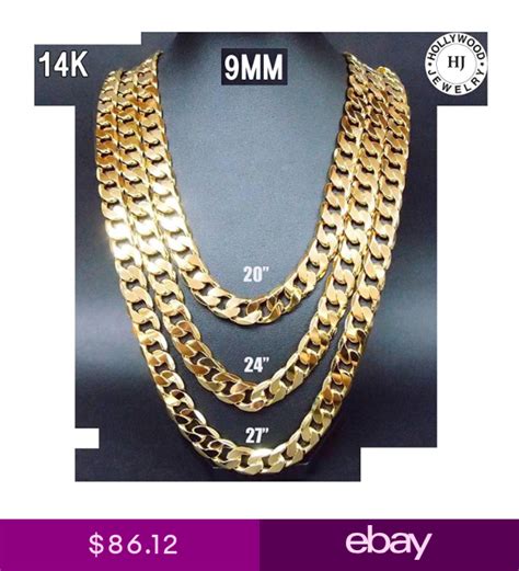 14k Gold Chain Cuban 22 Inch Necklace Men 9mm Link W Real Solid Clasp 24k New 24 Gold Chain