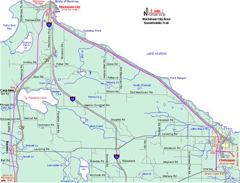 Michigan Snowmobiling Mackinaw City Snowmobile Trail Map Michigan Sledhead
