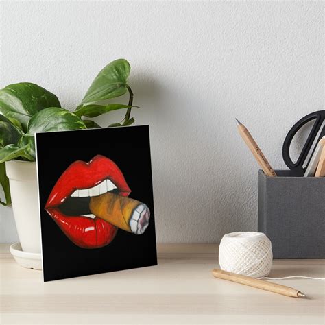 sexy women smoke cuban cigar lit red lips smoking cigar art board print by shermelabri redbubble