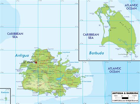 Physical Map Of Antigua And Barbuda Ezilon Maps 293