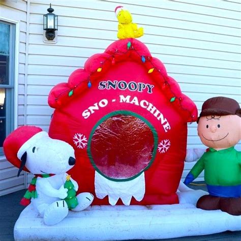 Rare Gemmy Charlie Brown And Snoopy Sno Machine Christmas Inflatable