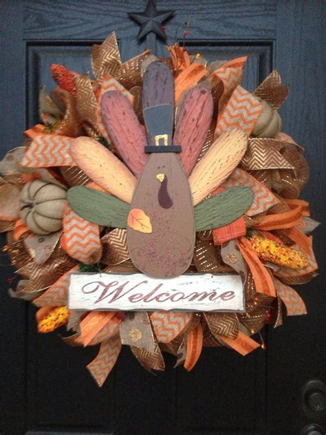 Thanksgiving Turkey Mesh Wreath By Glitzy Wreaths Thanksgiving
