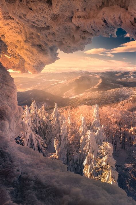 View Winter Snow Cavern Forest Clouds Nature Cavern Winter Snow Grand