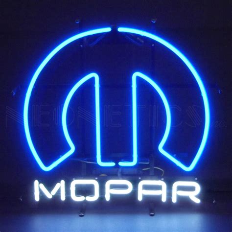 Mopar Omega Neon Sign Auto Gm Blue Lighted M Man Cave Garage