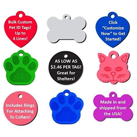 10 io tags glitter paw pet id tag. Bulk Personalized Pet ID Tags for Rescues, Shelters ...
