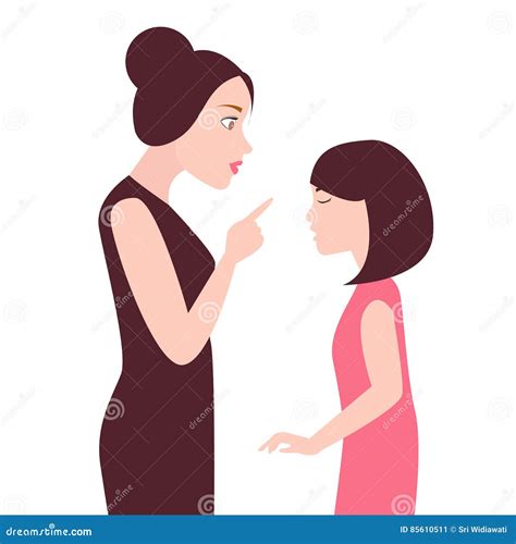 La Madre Enojada A Su Muchacha De La Hija Regaña Su Discusión Del Niño