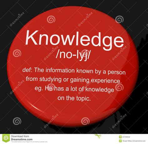 Knowledge Definition Button Showing Information Intelligence And Stock ...