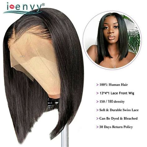 Bob Wig Transparent Lace Front Human Hair Wigs Short Straight Etsy
