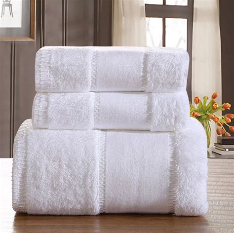 Luxury Five Star Hotel 100 Cotton Brand Bath Towel Sets White Beach