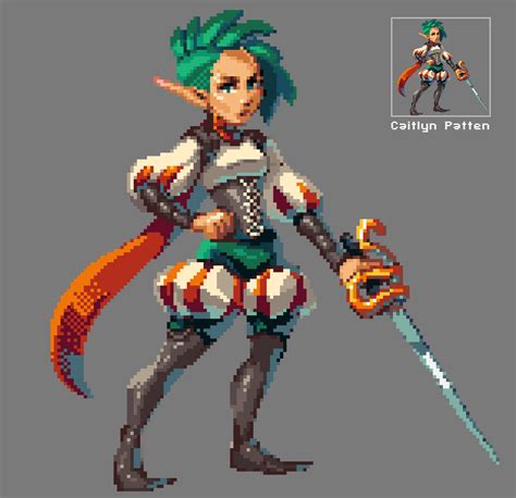 Oc Newbie Elven Punk Swords Woman My Second Pixel Art Drawing R