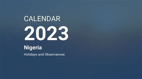 Year 2023 Calendar Nigeria