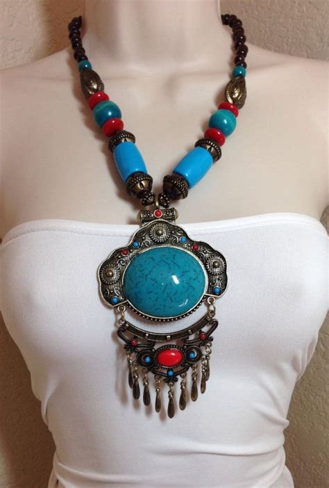 Turquoise Tribal Style Necklace By Oldtonewjewels On Etsy Tribal