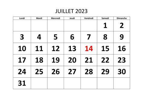 2023 Calendrier Juillet 2023 Calendrier