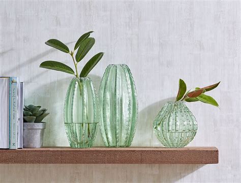 Cactus Glass Vase Green Glass Vase Vase Glass Decor