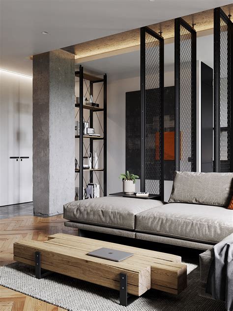 Moody Modern Industrial Interiors With Wood And Concrete Decor Design