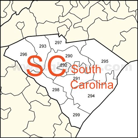 South Carolina Zip Code Map With Cities