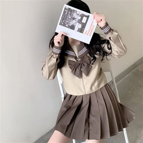 Milk Tea Brown Jk Sailor Girl School Uniform Set Cutiekill