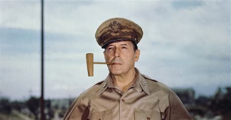 General Douglas Macarthur With Pipe In Mouth Allied Military Leaders