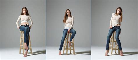 女人 模特 穿衣服 AyaHegre 坐 看 拼贴 Hegre Art 椅子 牛仔裤 千叶网