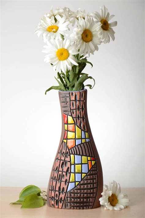 Unusual Handmade Ceramic Vase Clay Vase Decorative Flower Vase Home