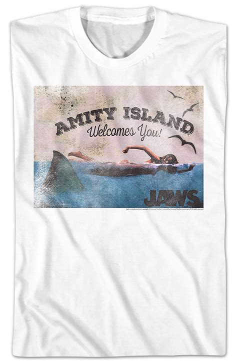 Welcome To Amity Island Postcard Jaws T Shirt